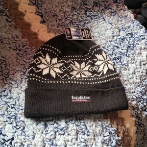 Black fleece & wool knit hat
